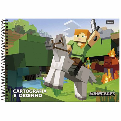 Caderno de Cartografia Minecraft 48 Folhas Foroni 1028016