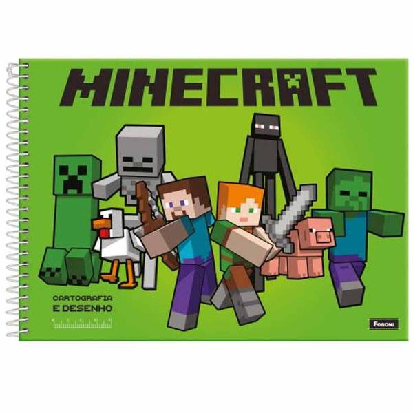 Caderno de Cartografia Minecraft 96 Folhas Foroni