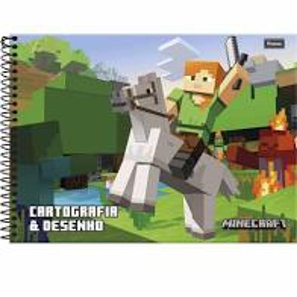 Caderno de Cartografia Minecraft 96 Folhas Foroni