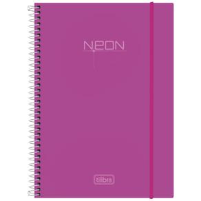 Caderno Espiral Capa Plástica Universitário 10 Matérias Neon Rosa