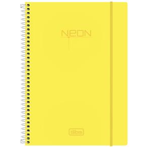 Caderno Espiral Capa Plástica Universitário 10 Matérias Neon Amarelo