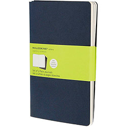 Caderno Moleskine Cahier Journals Costurado Sem Pauta Azul Marinho Grande com Capa Flexível - Kit com 3