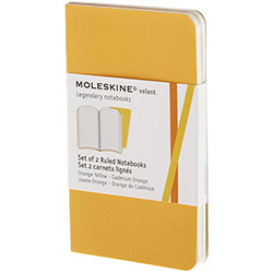 Caderno Moleskine Volant Brochura Pautado Amarelo e Laranja Extra Pequeno com Capa Flexível - Kit com 2