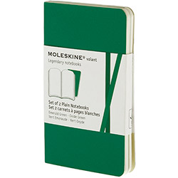 Caderno Moleskine Volant Plain Sem Pauta Verde Extra Pequeno com Capa Flexível - Kit com 2