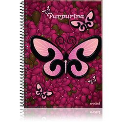 Caderno Purpurina Universitário 1 Matéria 96 Folhas - Borboleta Rosa 4 - Credeal