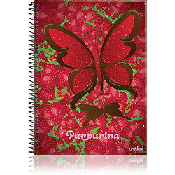 Caderno 1/4 Purpurina 1 Matéria 96 Folhas Borboletas 6 - Credeal