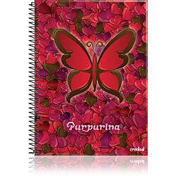 Caderno 1/4 Purpurina 1 Matéria 96 Folhas Borboletas 3 - Credeal