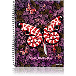 Caderno 1/4 Purpurina 1 Matéria 96 Folhas Borboletas 5 - Credeal