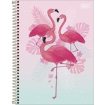 Caderno Universitário Aloha 3 Flamingos Rosa 1 Matéria Tilibra