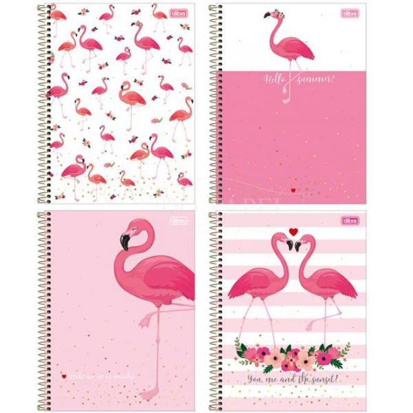 Caderno Universitário Capa Dura 10 Matérias 160 Folhas Tilibra Aloha Flamingo