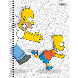 Caderno Universitário Capa Dura Tilibra Simpsons Homer e Bart Correndo - 200 Folhas