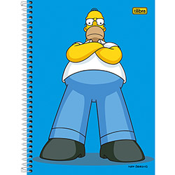 Caderno Universitário Simpsons 10 Matérias 200 Folhas Hommer Fundo Azul - Tilibra