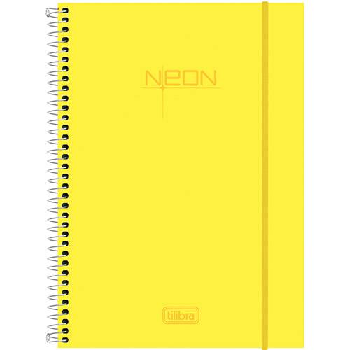Caderno Universitário Tilibra Neon Amarelo Capa de Polipropileno - 96 Folhas