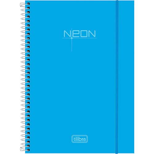 Caderno Universitário Tilibra Neon Azul Capa de Polipropileno - 200 Folhas