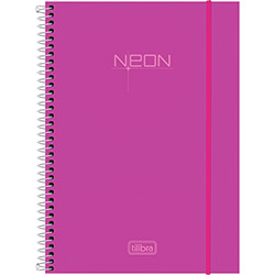 Caderno Universitário Tilibra Neon Rosa Capa de Polipropileno - 96 Folhas