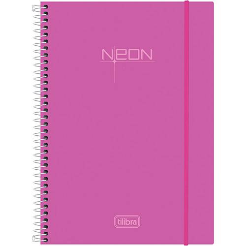Caderno Universitário Tilibra Neon Rosa com Capa de Polipropileno - 96 Folhas