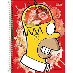 Caderno Universitário Tilibra Simpsons Vermelho com Capa Dura - 200 Folhas