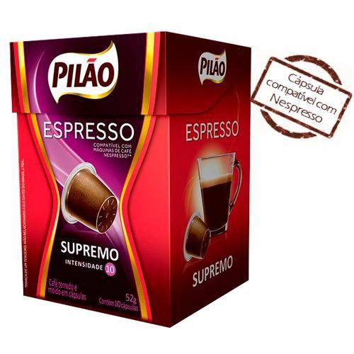 Tudo sobre 'Cafe Capsula Espresso Pilao Supremo 10x52g'