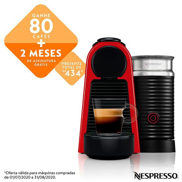 Cafeteira com Aeroccino Nespresso Essenza Mini 220v Red