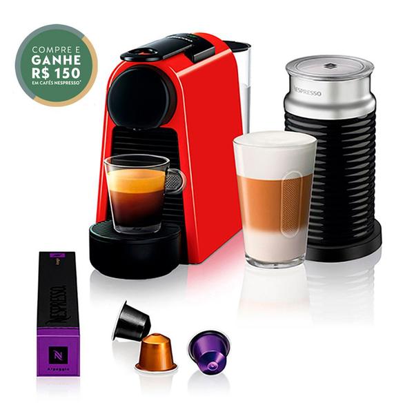 Cafeteira com Aeroccino Nespresso Essenza Mini 110v Red