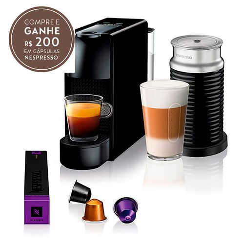 Cafeteira com Aeroccino Nespresso Essenza Mini Black 220v