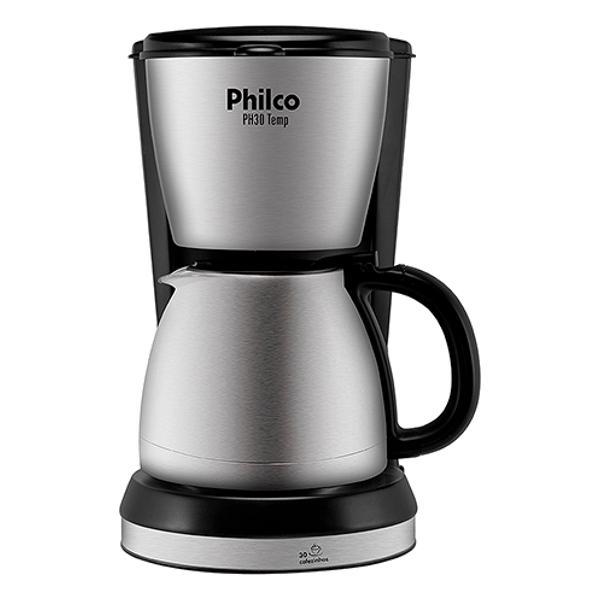 Cafeteira Elétrica Philco PH30 Temp 30 Xícaras - Preto e Aço Escovado