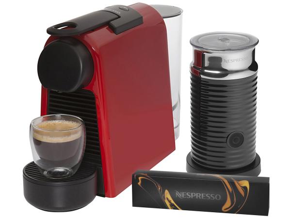 Cafeteira Expresso 19Bar Nespresso - Combo Essenza Mini Red + Aero3 Vermelho 14Cápsulas