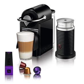 Cafeteira Nespresso Pixie Clips C60 com Aeroccino e Kit Boas Vindas - Preta/Lima Neon - 110V