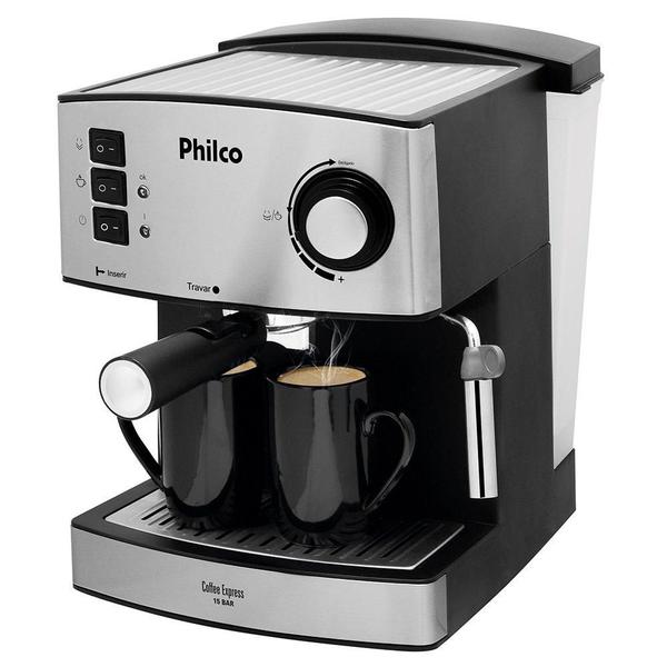 Cafeteira Philco Coffee Express, Reservatório de Água 1.6L, 850W, Preto/Inox - 110V