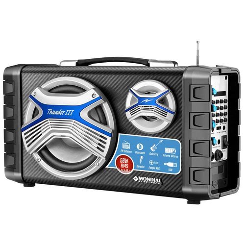 Caixa Acústica Mco-03 Thunder Iii Bluetooth, 50W, Fm, Usb/Sd + Microfone e Bateria Bivolt