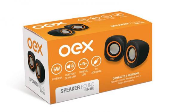 Caixa Acustica para Computador Speaker Round Oex Laranja