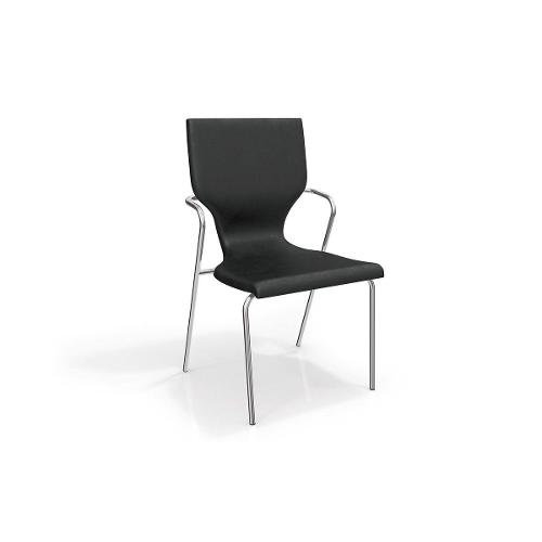 Caixa C/ 2 Cadeiras Kappesberg Nantes 2c061cr - Cor Cromada - Assento Preto 110