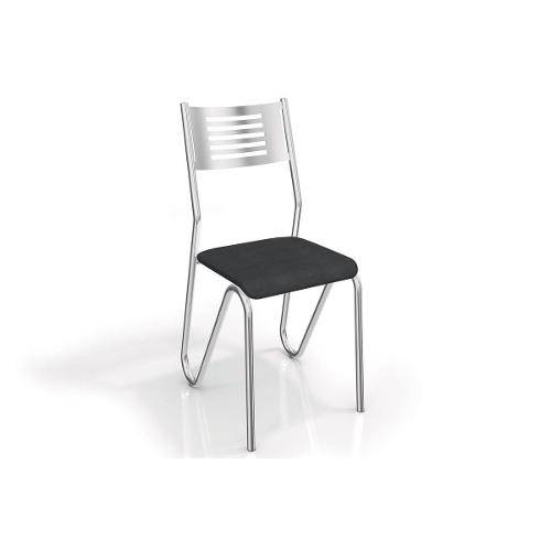 Caixa C/ 2 Cadeiras Kappesberg Nápoles 2C045CR - Cor Cromada - Assento Preto 110