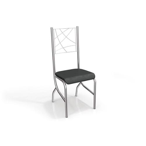 Caixa C/ 2 Cadeiras Kappesberg Polônia 2c070cr - Cor Cromada - Assento Preto 110