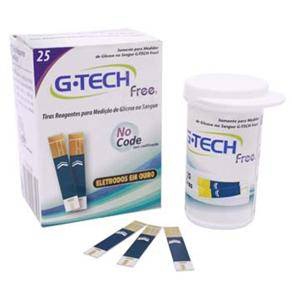 Caixa com 25 Unid de Tiras Teste para Monitor de Glicose G-Tech Free