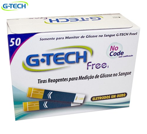 Caixa com 50 Unid de Tiras Teste para Monitor de Glicose G-Tech Free