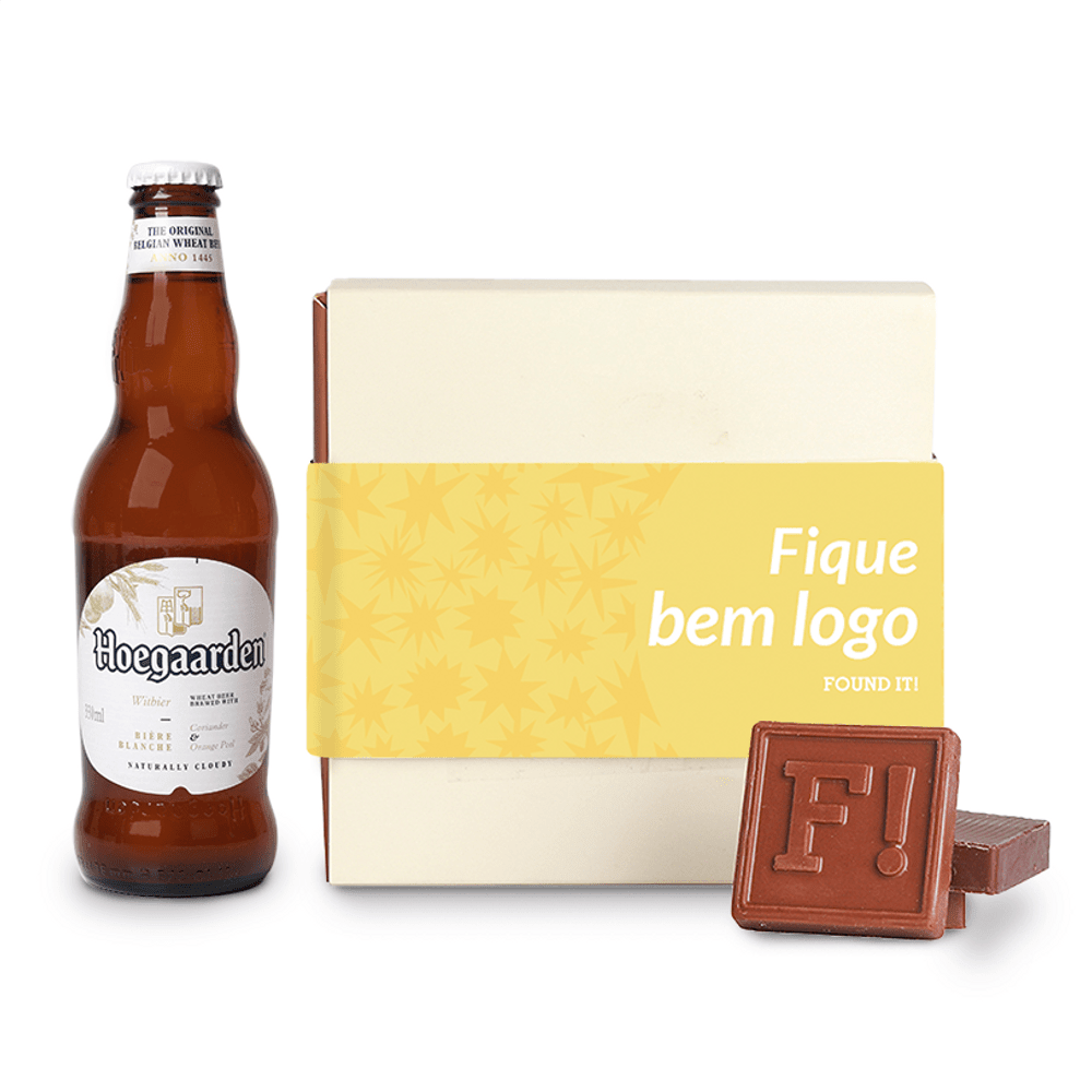 Caixa de 4 Bombons Sortidos - Fique Bem Logo + Cerveja Premium
