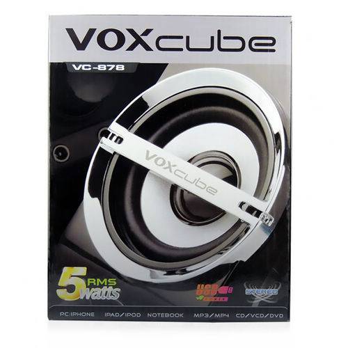 Caixa de Som 2.0 com Entrada para Microfone 5W Rws Voxcube Vc-878