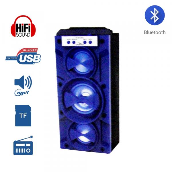 Caixa de Som Amplificada Portátil Bluetooth D-bh1085 Grasep Radio Fm Pen Drive Mp3 Azul