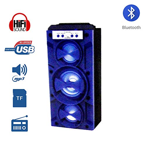 Caixa de Som Amplificada Portátil Bluetooth D-BH1085 Grasep Radio Fm Pen Drive Mp3 Azul