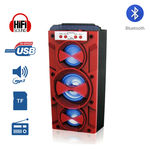 Caixa de Som Amplificada Portátil Bluetooth D-bh1085 Grasep Radio Fm Pen Drive Mp3 Vermelha