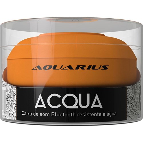 Caixa de Som Aquarius Acqua Laranja Mtc1120, Bluetooth, Resistente à Água, Funções Multimídia e Viva-voz