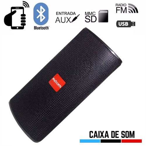 Caixa de Som Bluetooth 10W RMS MP3 Rádio FM USB 2.0 Suporte a Cartão Micro-SD - CS-M33BT Exbom – PTA