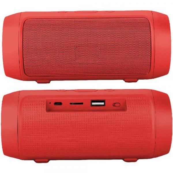 Caixa de Som Bluetooth 6W Portátil Stereo + Rádio FM Resistente Água Vermelho Mini 3+ - Go