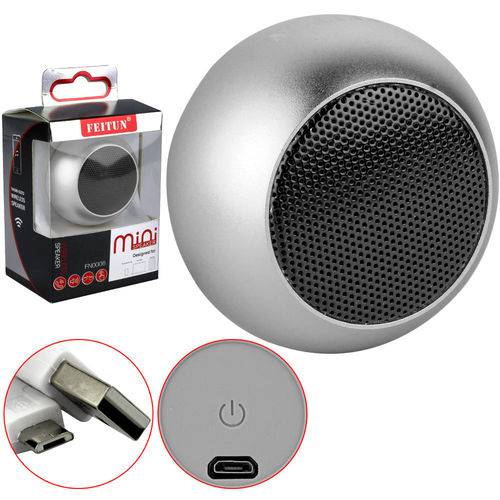 Caixa de Som Bluetooth Mini Speaker 3w Cinza Feitun Fn-0006