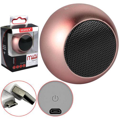 Caixa de Som Bluetooth Mini Speaker 3w Rosa Feitun Fn-0006