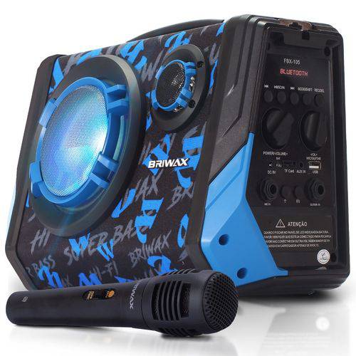 Caixa de Som Bluetooth Portátil Briwax 25w Fm Usb Microfone FBX-105 Azul