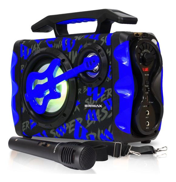 Caixa de Som Bluetooth Portátil Briwax Fm Usb Microfone FBX-109 Azul