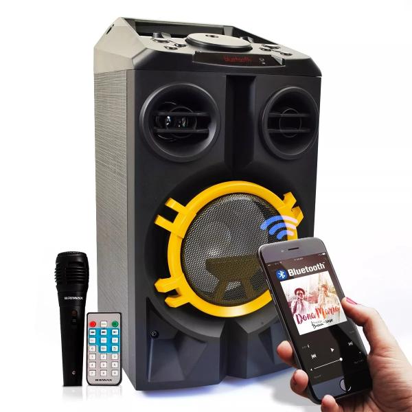 Caixa de Som Bluetooth Portátil Torre Mp3 Usb Rádio Pendrive Briwax - FBX 107 Dourada