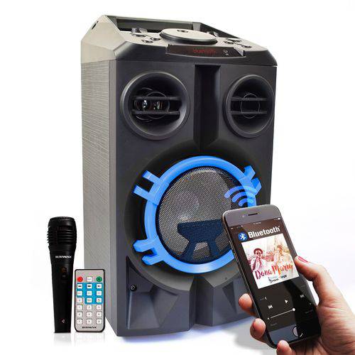 Tudo sobre 'Caixa de Som Bluetooth Portátil Torre Mp3 Usb Rádio Pendrive FBX-107 Azul'